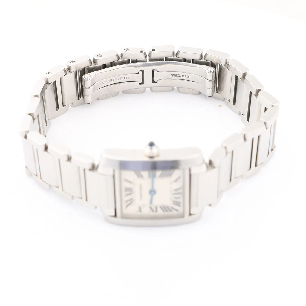 Cartier Tank Francaise SM W51008Q3 SS x QZ Watch with Silver Dial