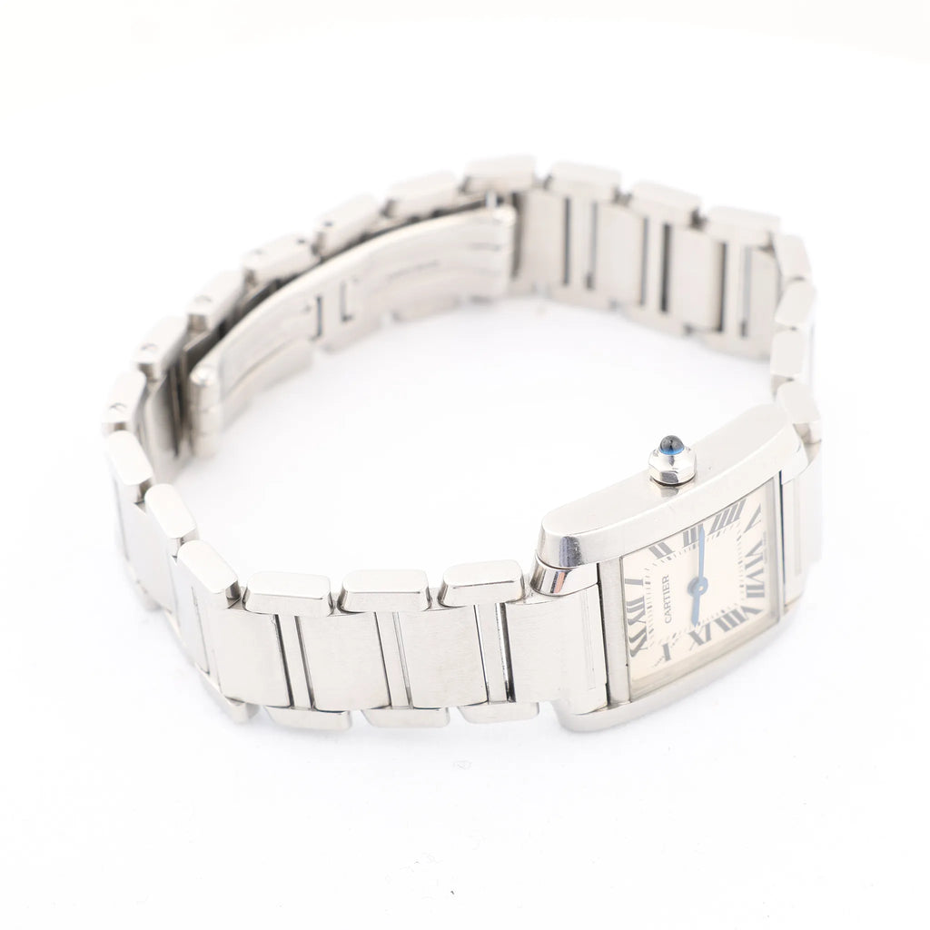 Cartier Tank Francaise SM W51008Q3 SS x QZ Watch with Silver Dial