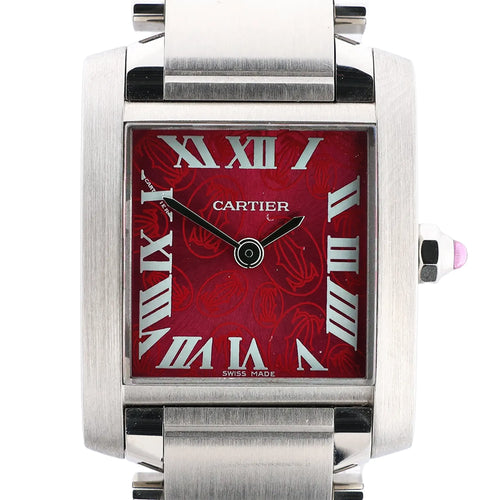Reloj Cartier Tank Francaise SM W51030Q3 SS QZ con esfera rosa