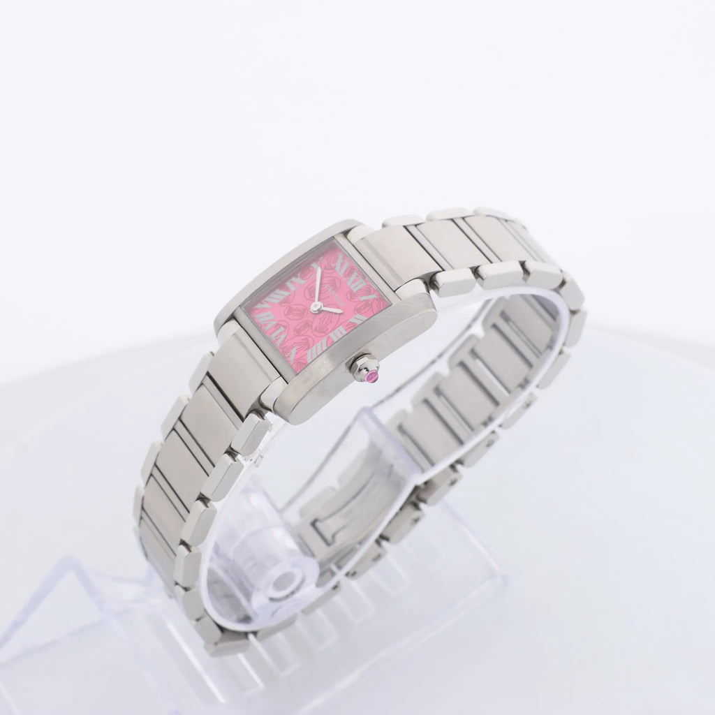 Cartier Tank Francaise SM W51030Q3 SS QZ Watch with Pink Dial