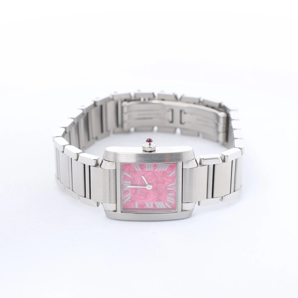 Cartier Tank Francaise SM W51030Q3 SS QZ Watch with Pink Dial