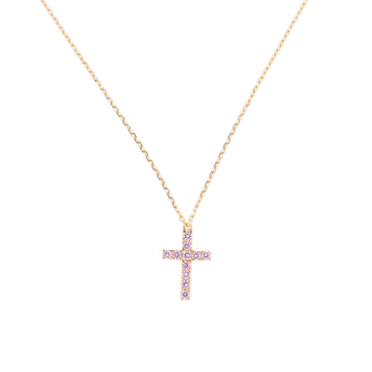 Collier Croix Cartier en saphir rose 750 (YG) 2,9 g