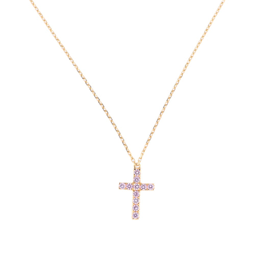 Collier Croix Cartier en saphir rose 750 (YG) 2,9 g