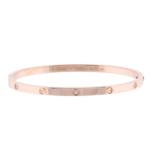 Cartier Love SM Half Diamond Bracelet 750(PG) 18.6g 17