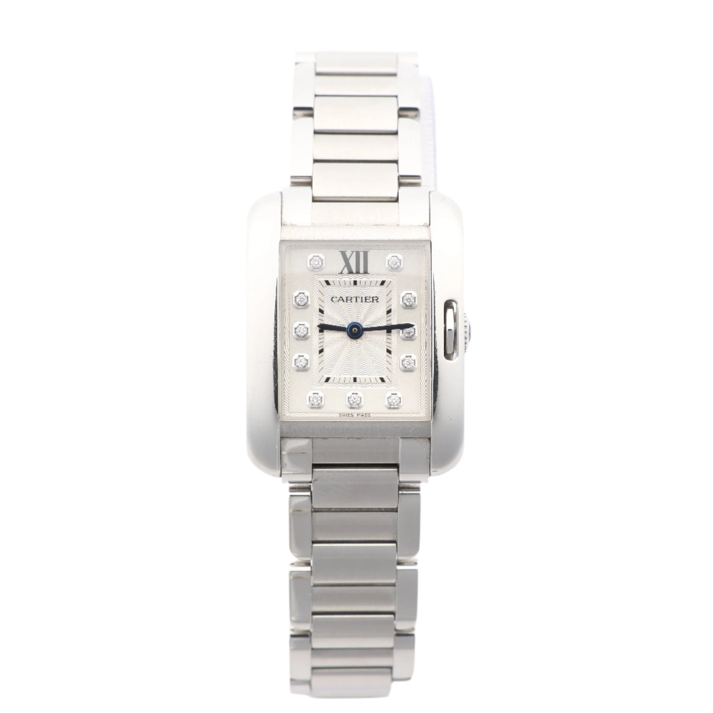 Cartier Tank Anglaise W4TA0003 3485312740UX SS QZ Silver-Face Watch