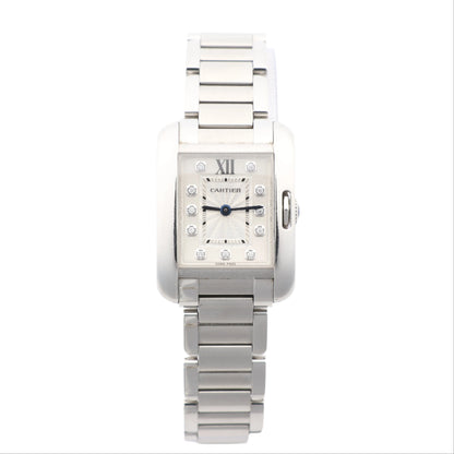 Cartier Tank Anglaise W4TA0003 3485312740UX SS QZ Silver-Face Watch