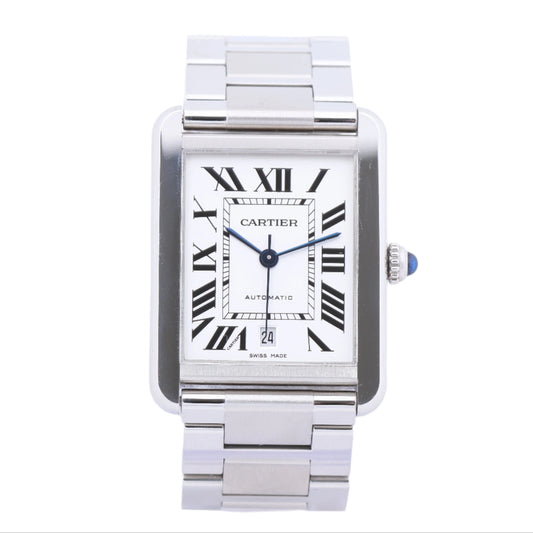 Cartier Tank Solo W5200028 3515780917TX SS AT Uhr mit silbernem Zifferblatt