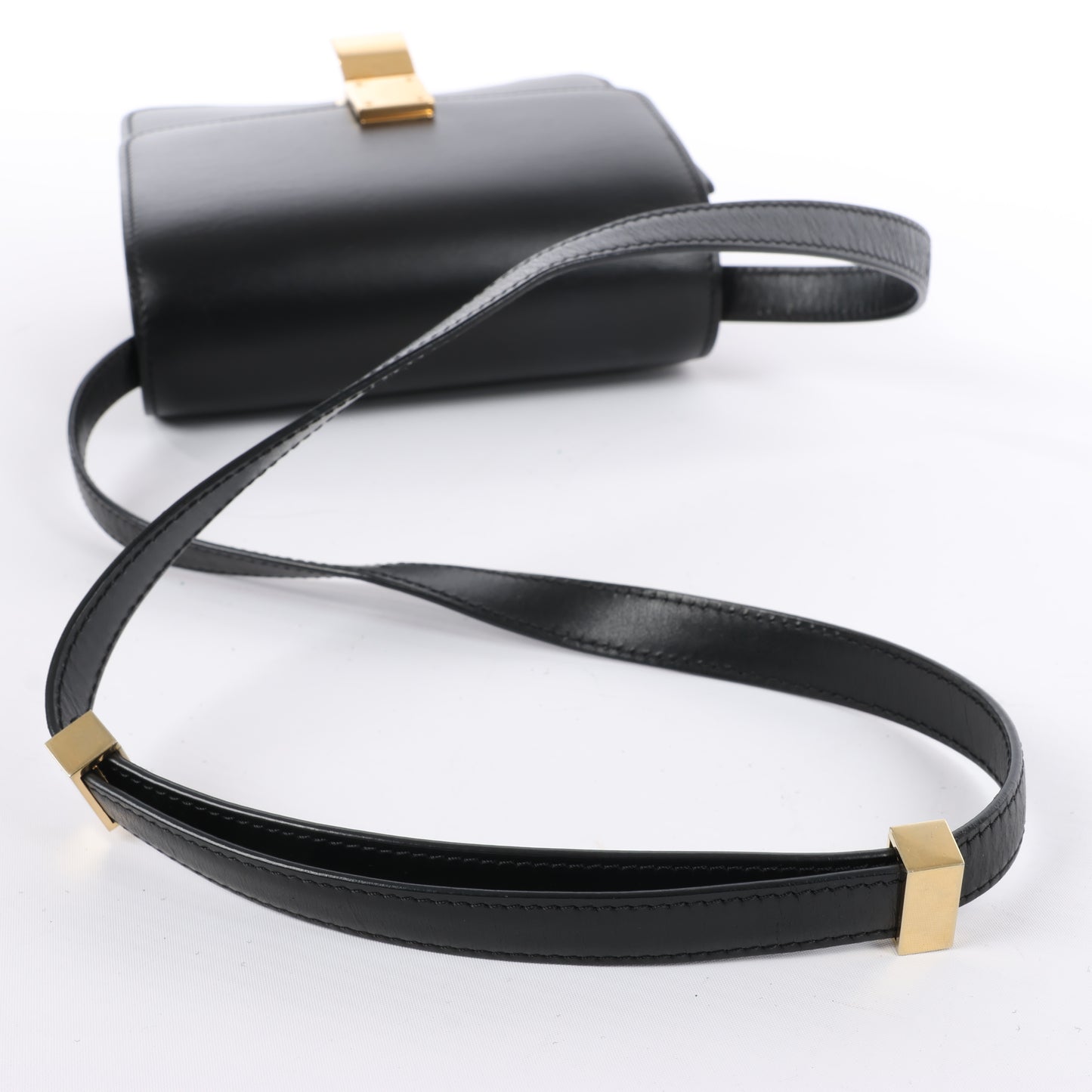 CELINE Classic Box Small Leather Crossbody Bag in Black