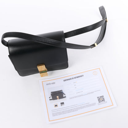 CELINE Classic Box Small Leather Crossbody Bag in Black
