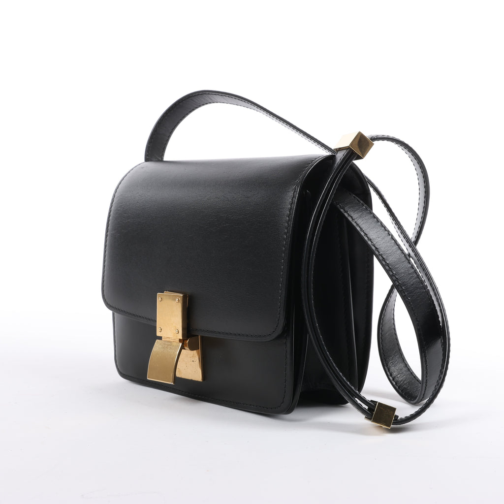 CELINE Classic Box Small Leather Crossbody Bag in Black