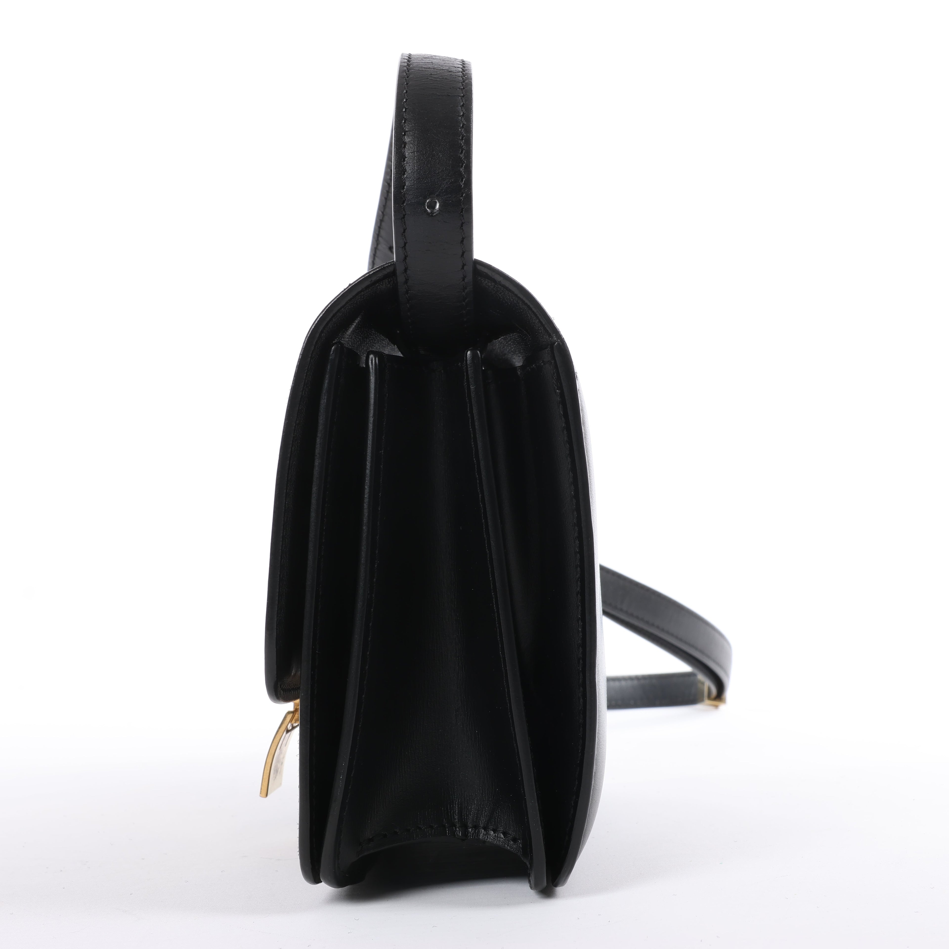CELINE Classic Box Small Leather Crossbody Bag in Black