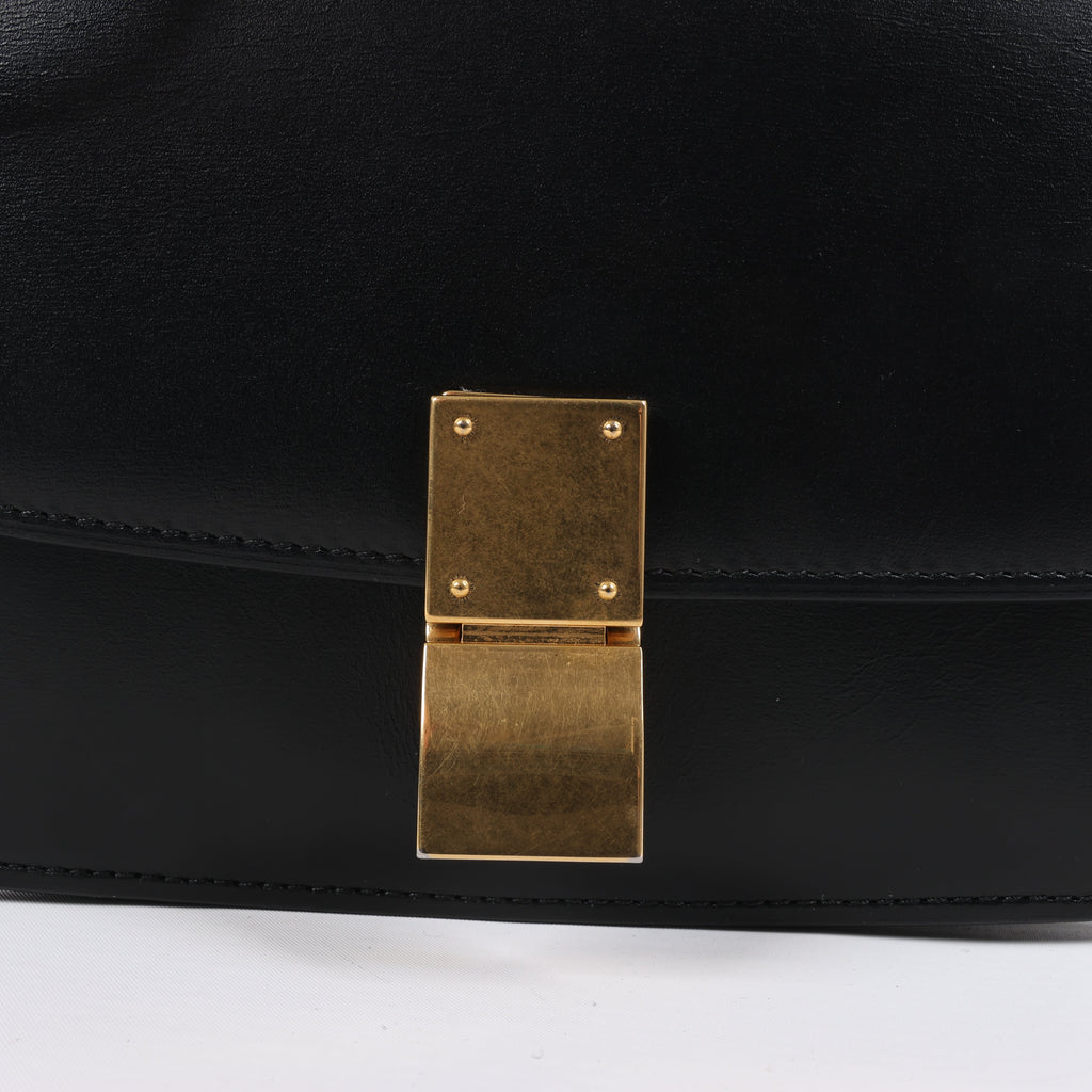 CELINE Classic Box Small Leather Crossbody Bag in Black