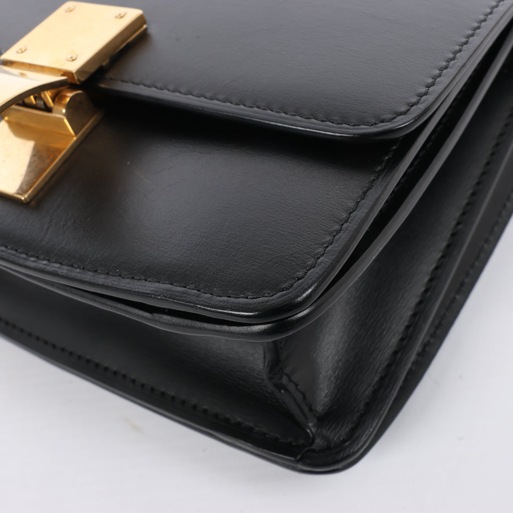 CELINE Classic Box Small Leather Crossbody Bag in Black