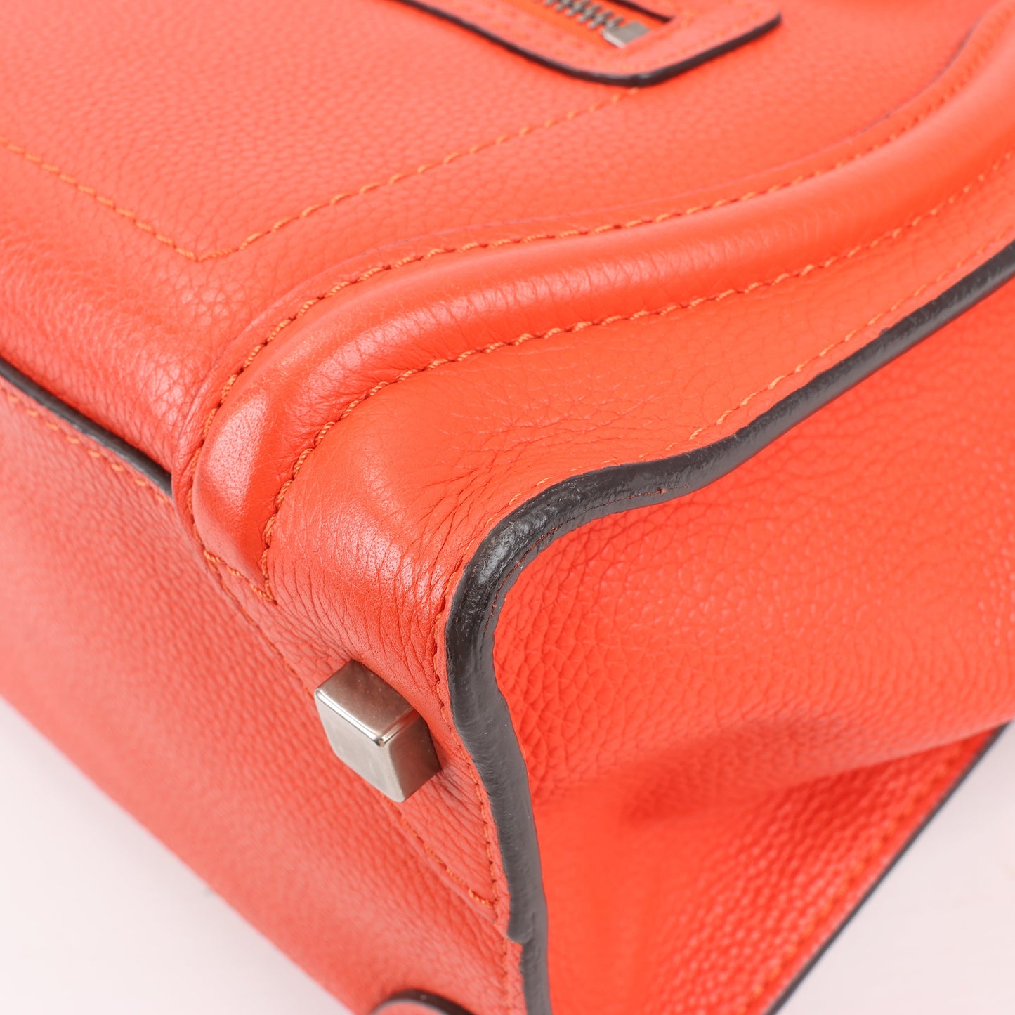 Celine Luggage Micro Leather Handbag in Red