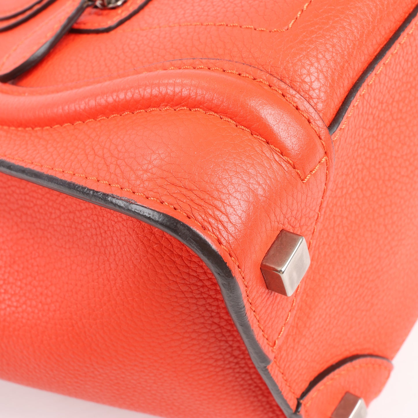 Celine Luggage Micro Leather Handbag in Red