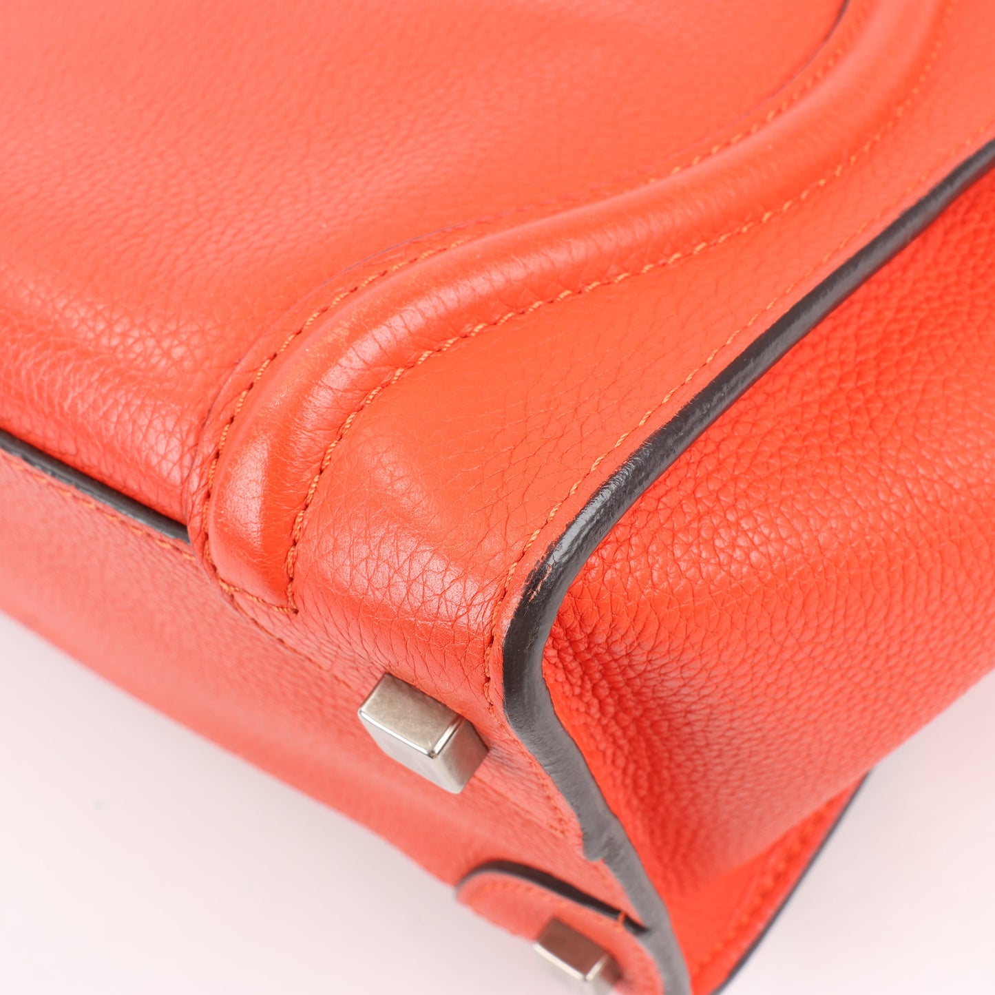 Celine Luggage Micro Leather Handbag in Red