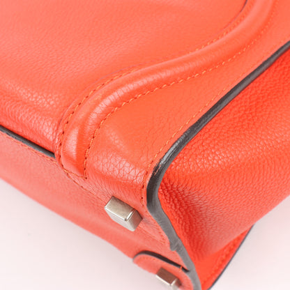 Celine Luggage Micro Leather Handbag in Red