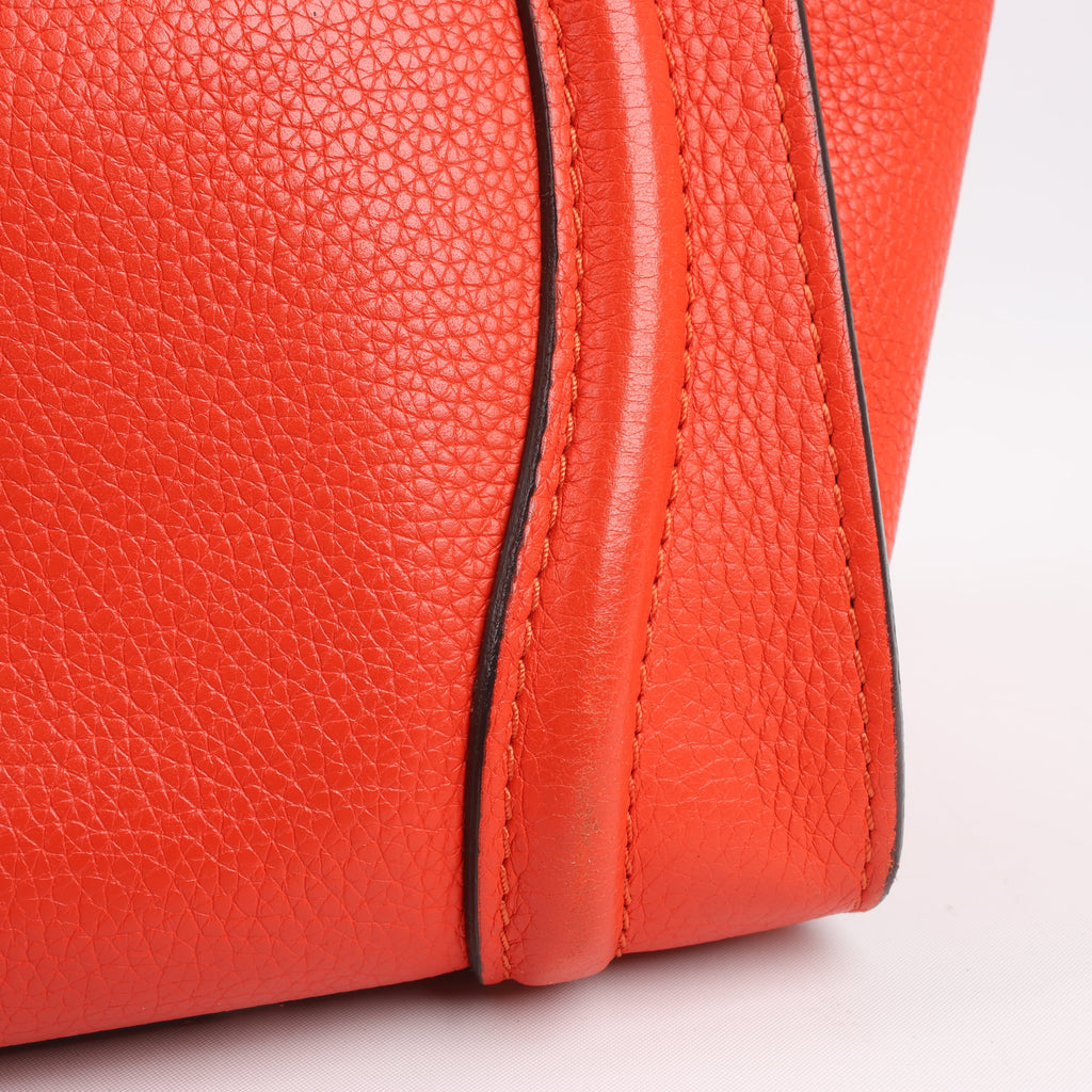 Celine Luggage Micro Leather Handbag in Red