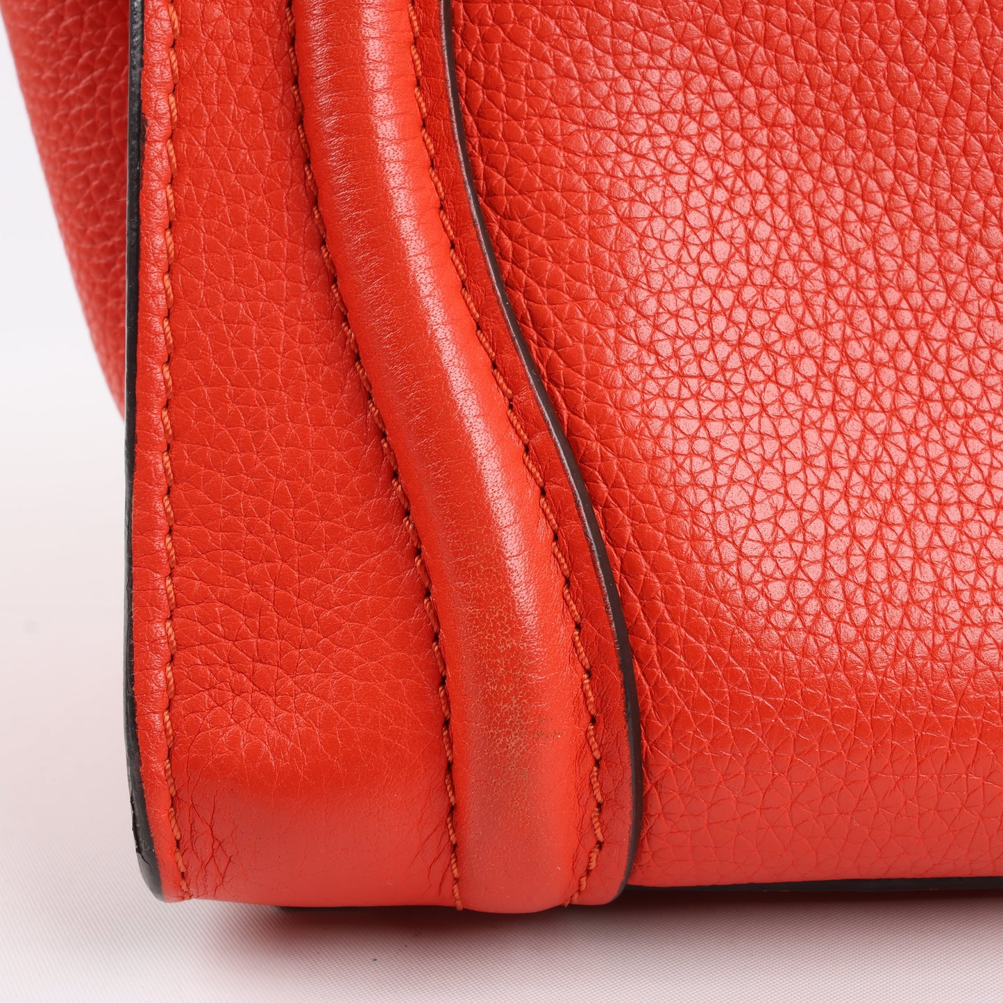 Celine Luggage Micro Leather Handbag in Red