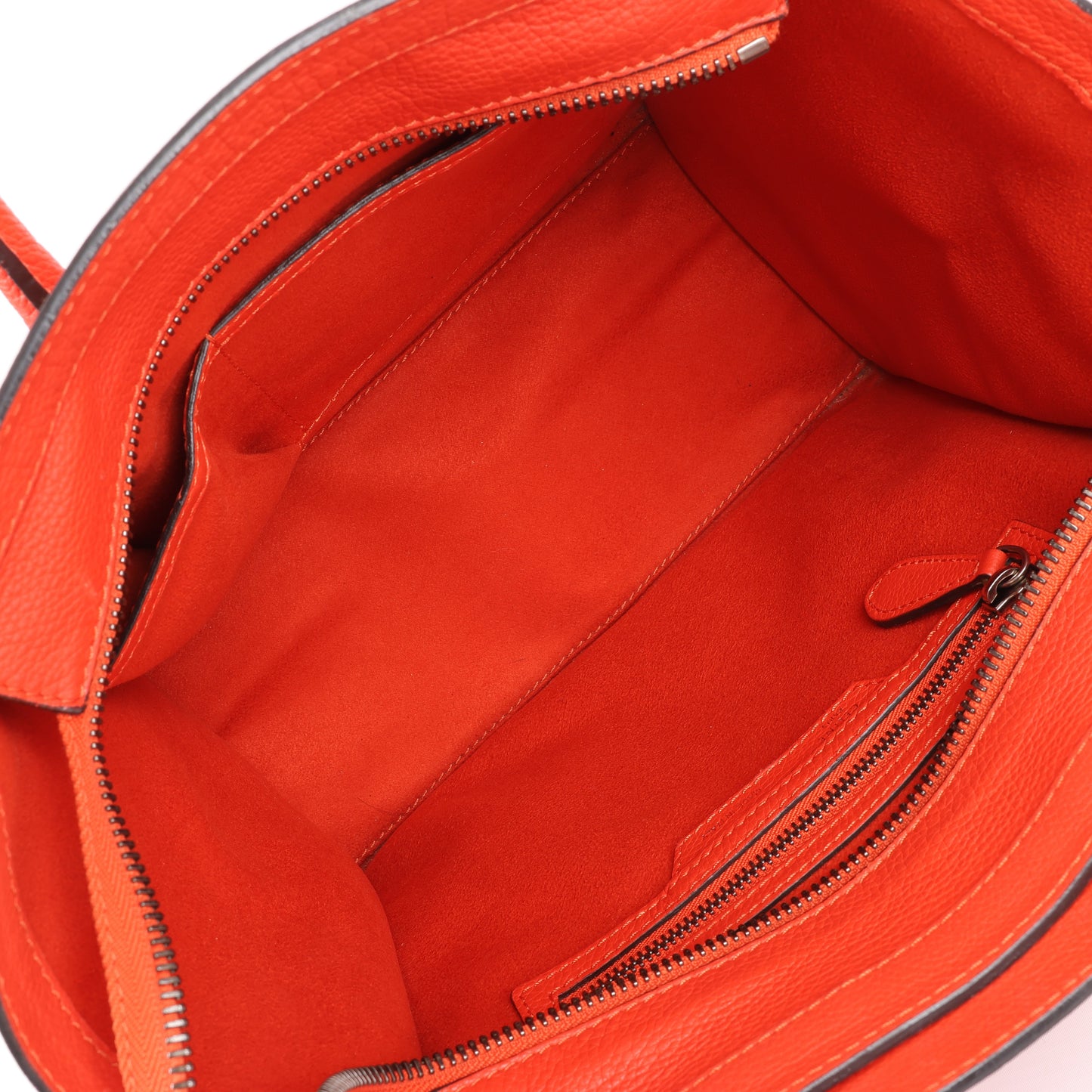 Celine Luggage Micro Leather Handbag in Red