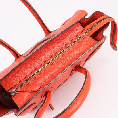 Celine Luggage Micro Leather Handbag in Red