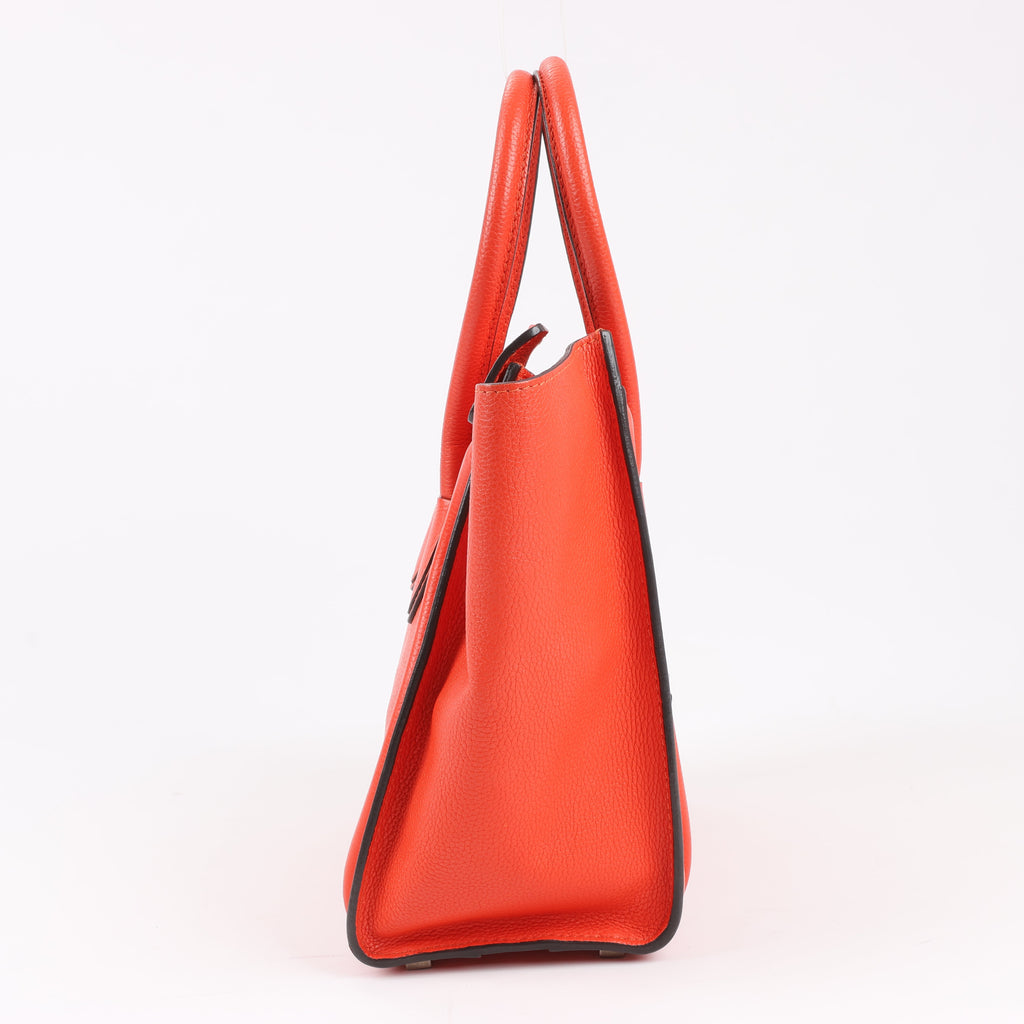 Celine Luggage Micro Leather Handbag in Red