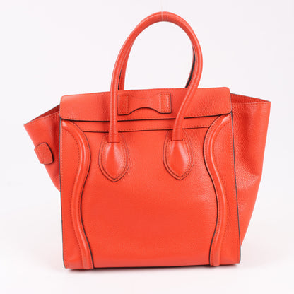 Celine Luggage Micro Leather Handbag in Red