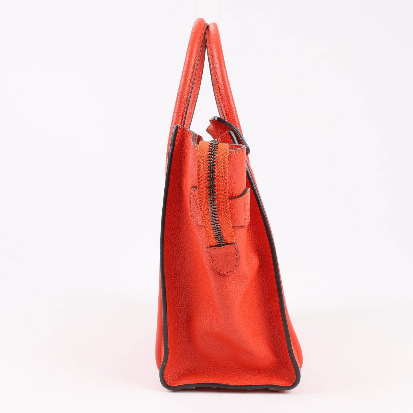 Celine Luggage Micro Leather Handbag in Red