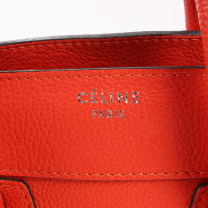 Celine Luggage Micro Leather Handbag in Red