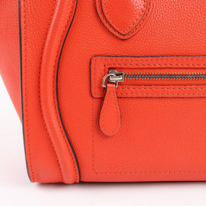 Celine Luggage Micro Leather Handbag in Red