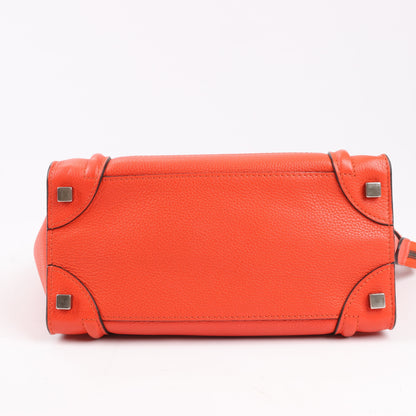 Celine Luggage Micro Leather Handbag in Red