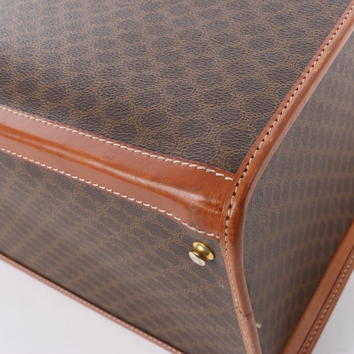 Celine Macadam PVC & Leather Attache Travel Bag in Brown
