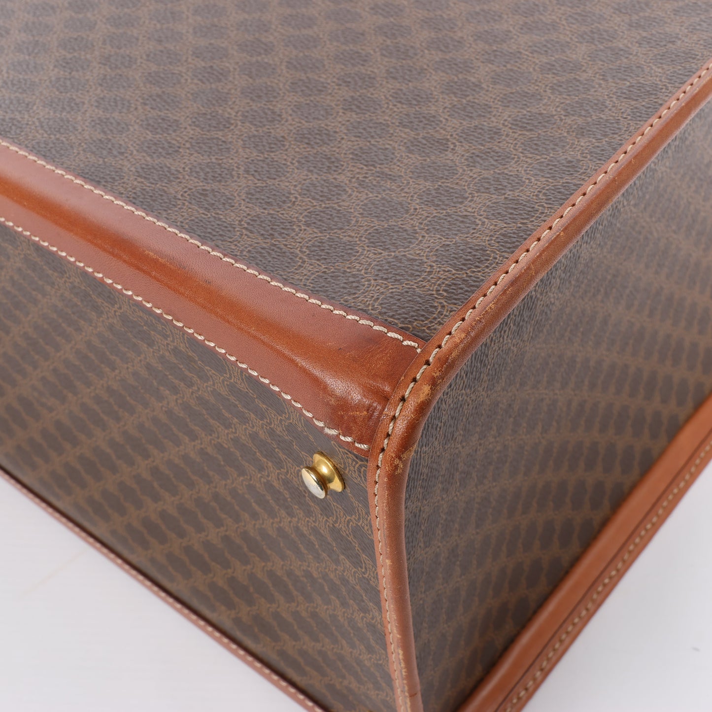 Celine Macadam PVC & Leather Attache Travel Bag in Brown