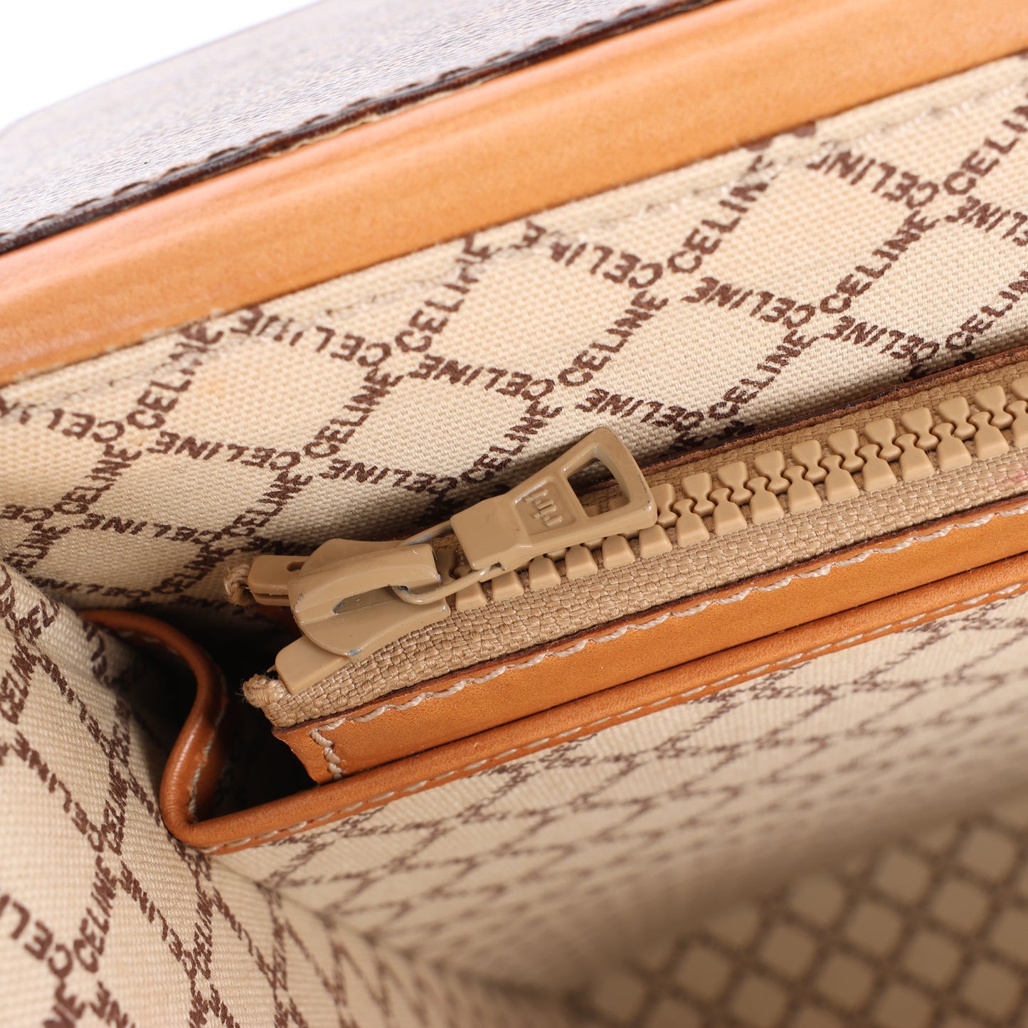 Celine Macadam PVC & Leather Attache Travel Bag in Brown
