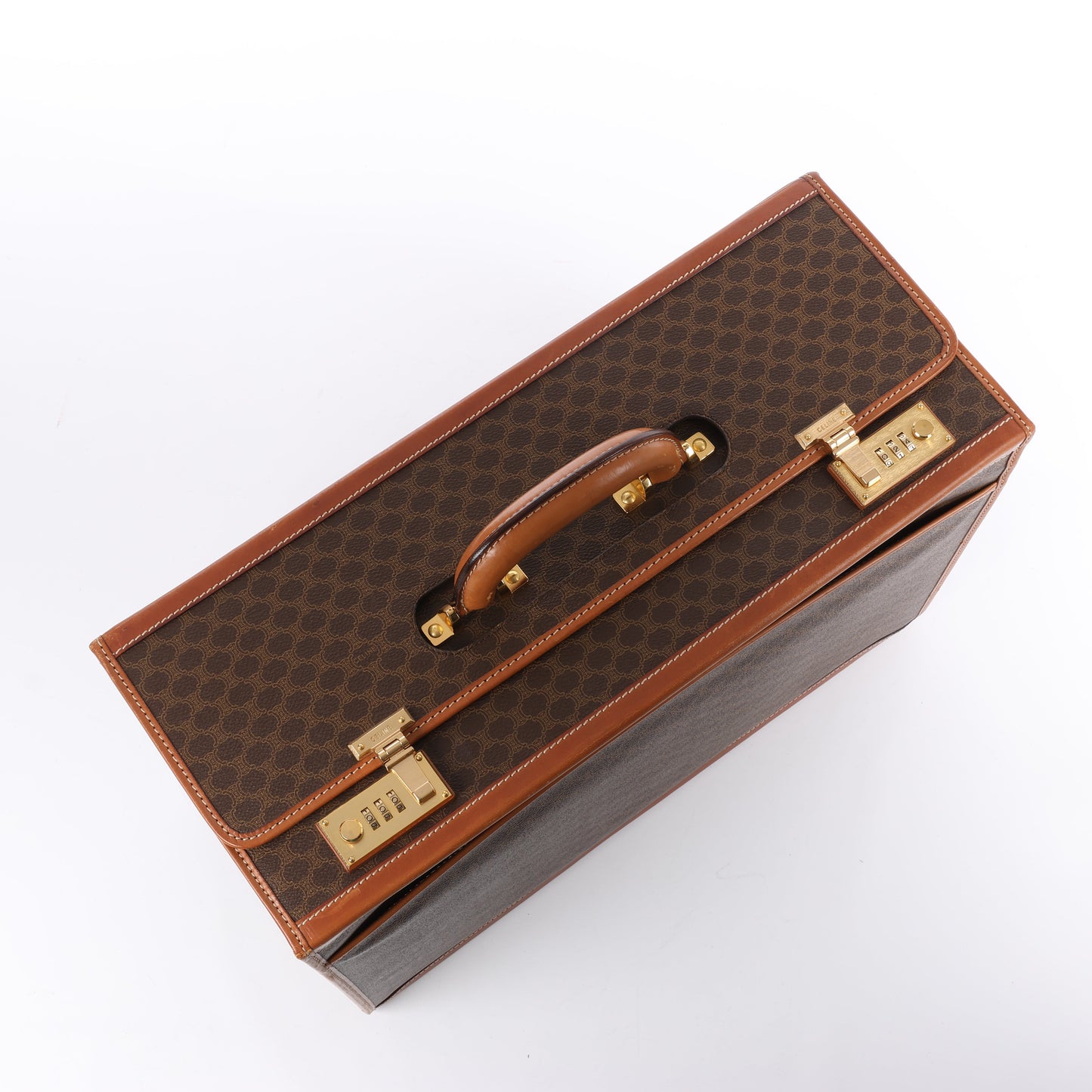Celine Macadam PVC & Leather Attache Travel Bag in Brown