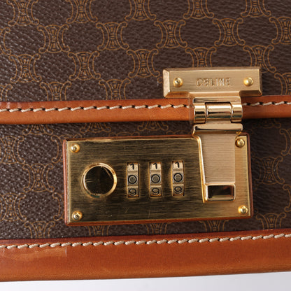 Celine Macadam PVC & Leather Attache Travel Bag in Brown
