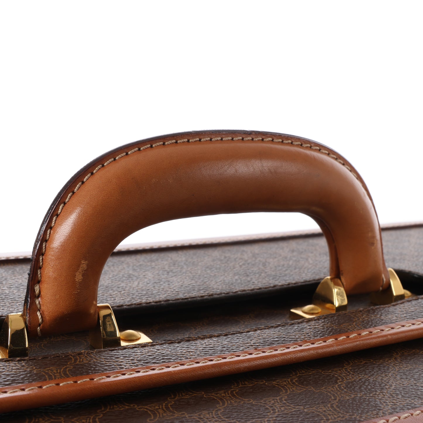 Celine Macadam PVC & Leather Attache Travel Bag in Brown