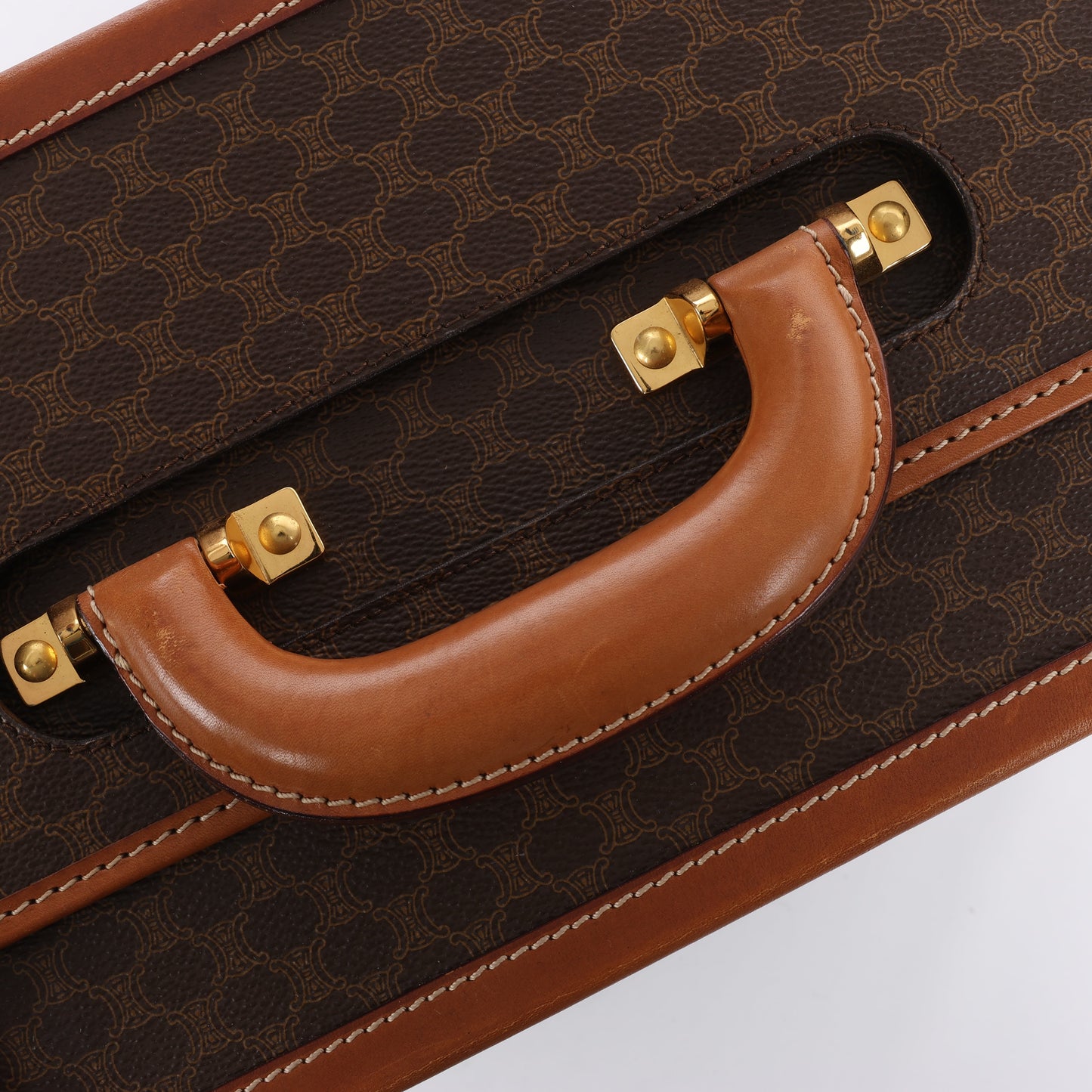 Celine Macadam PVC & Leather Attache Travel Bag in Brown