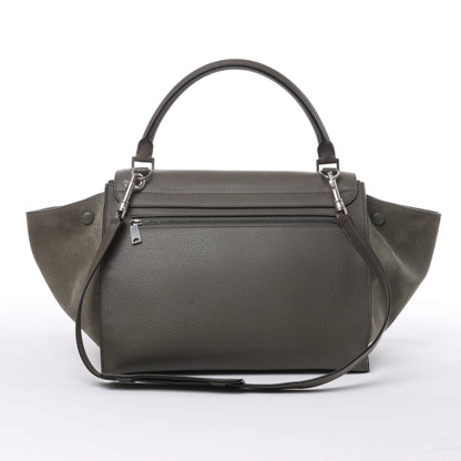 CELINE Trapeze Small Leder x Wildleder 2Way Handtasche in Grau
