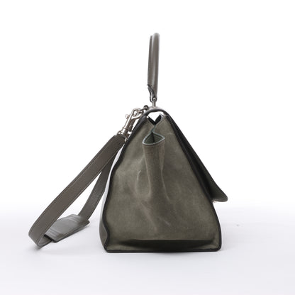 CELINE Trapeze Small Leder x Wildleder 2Way Handtasche in Grau
