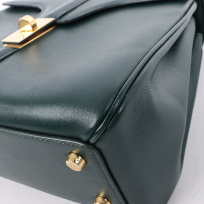 Celine Smooth Calfskin Sac 16 Small Handbag in Green