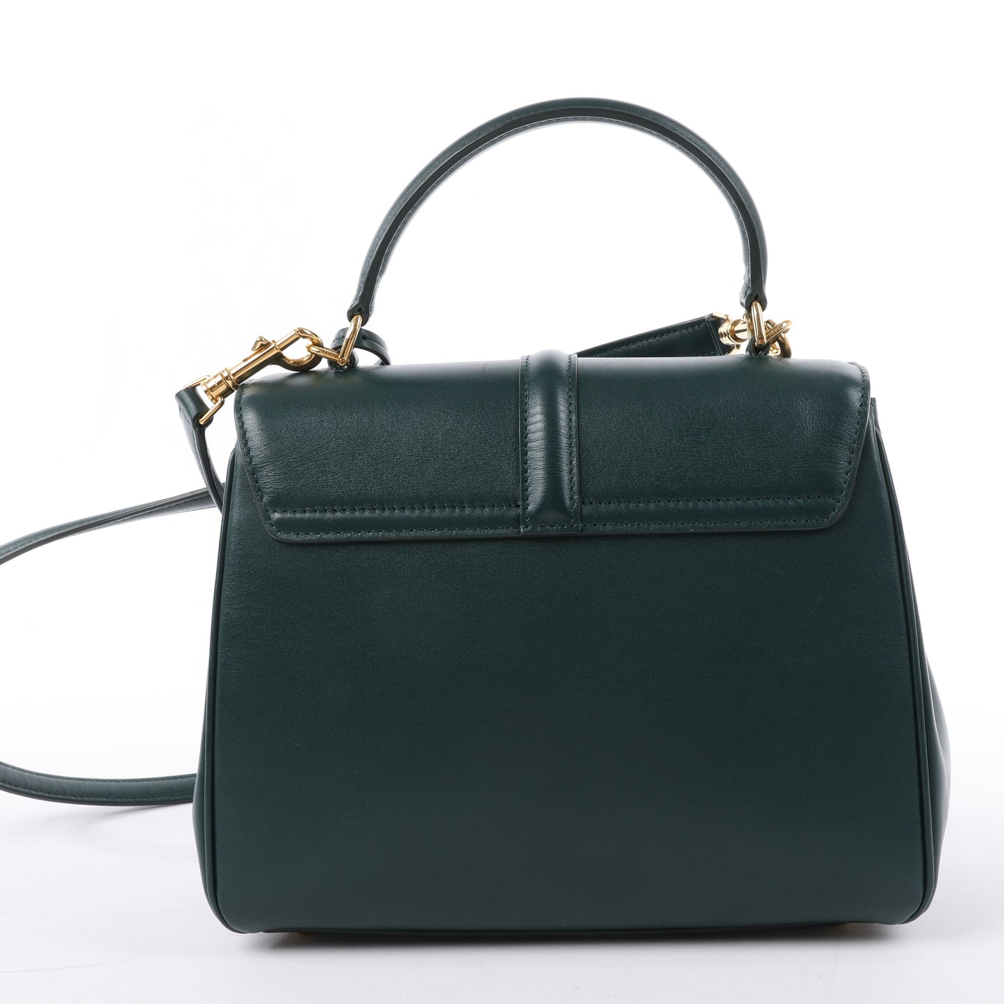 Celine Smooth Calfskin Sac 16 Small Handbag in Green