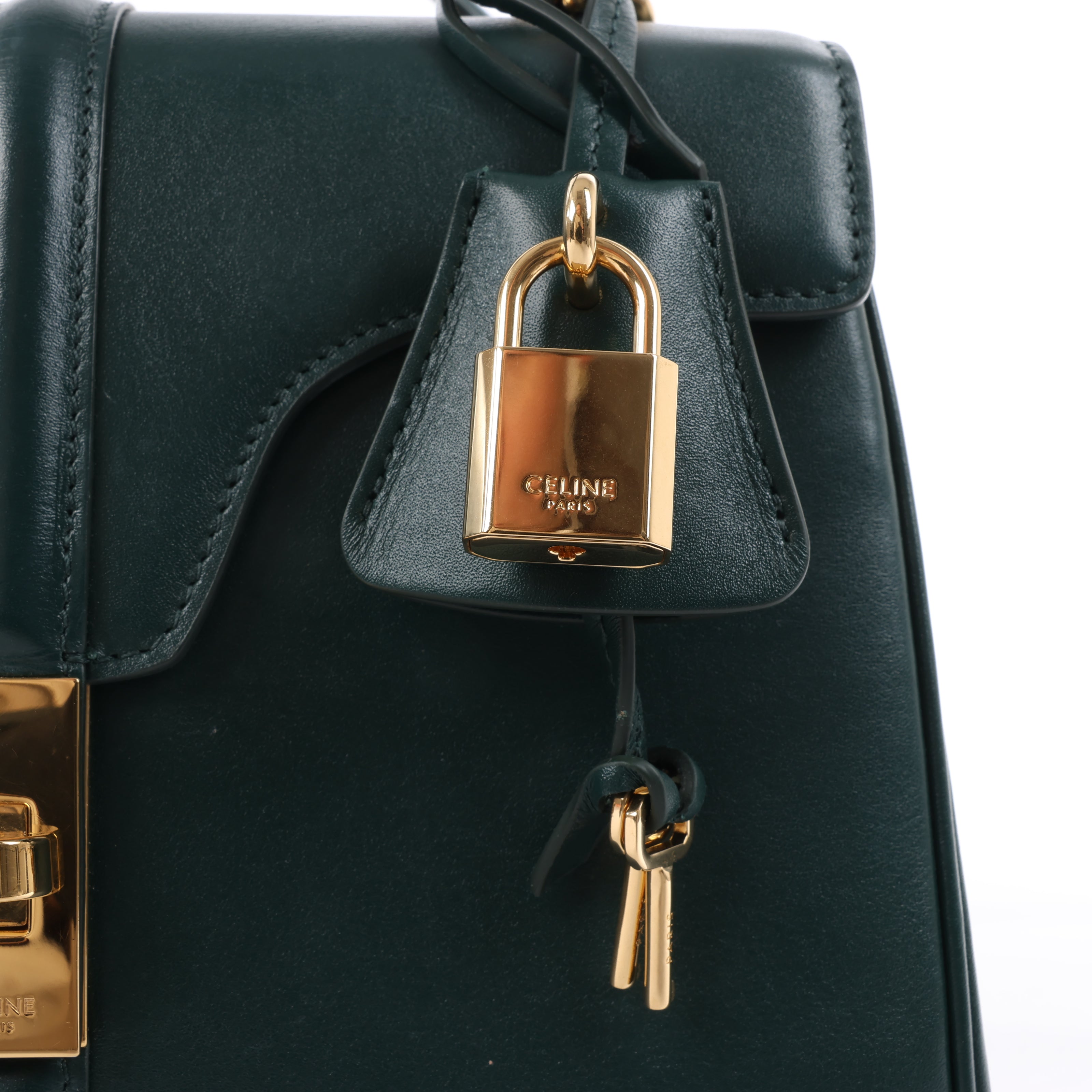 Celine Sac 16 Small Smooth Leather Handbag in Green