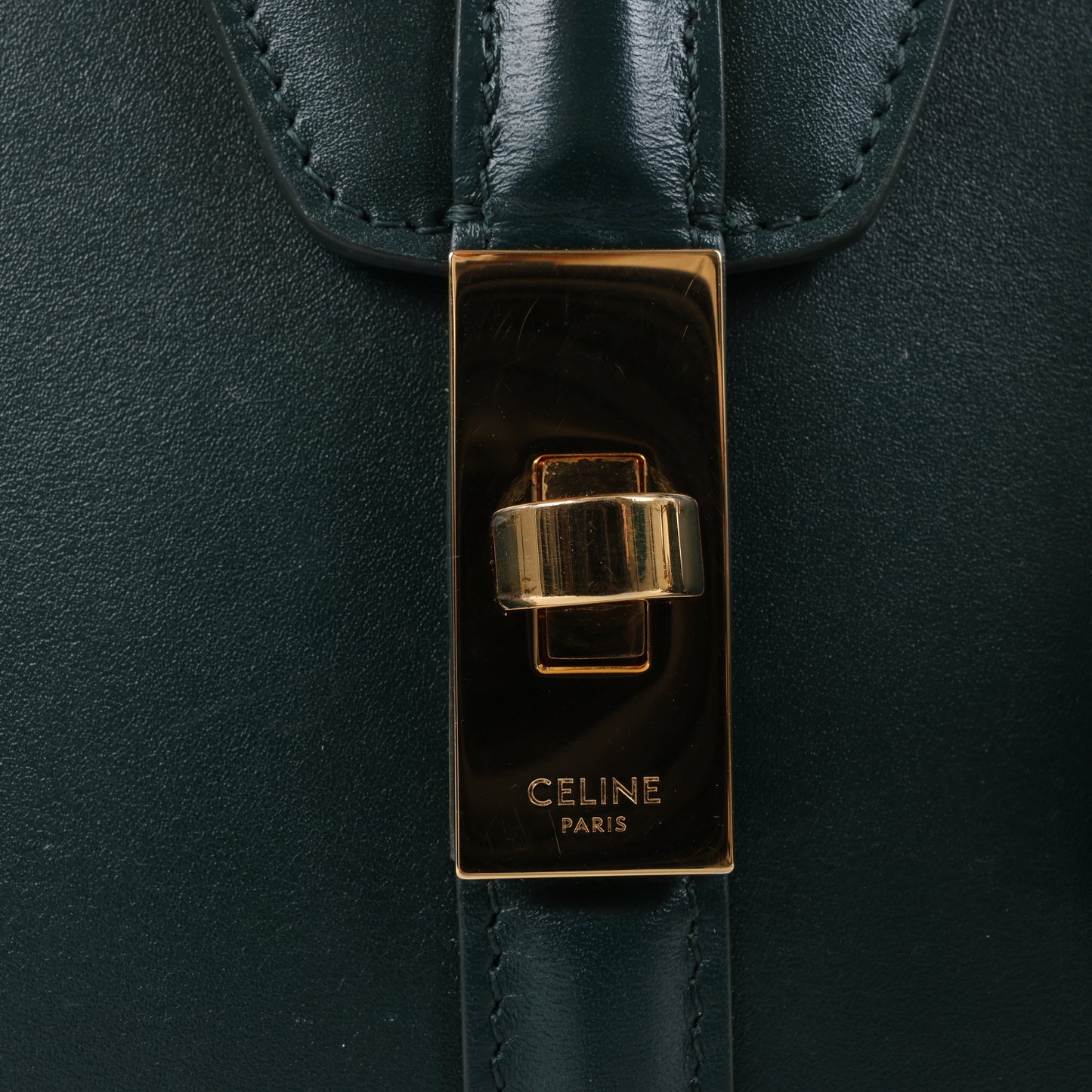 Celine Smooth Calfskin Sac 16 Small Handbag in Green