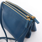 Celine Trio Small Leather Crossbody bag in Blue