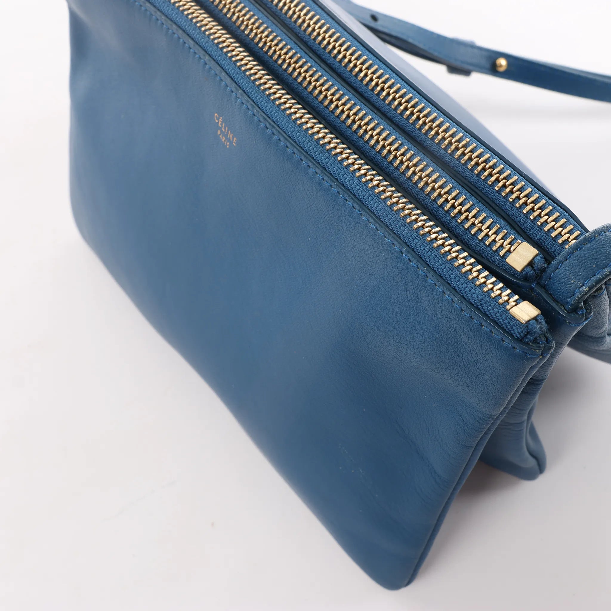 Celine Trio Small Leather Crossbody bag in Blue