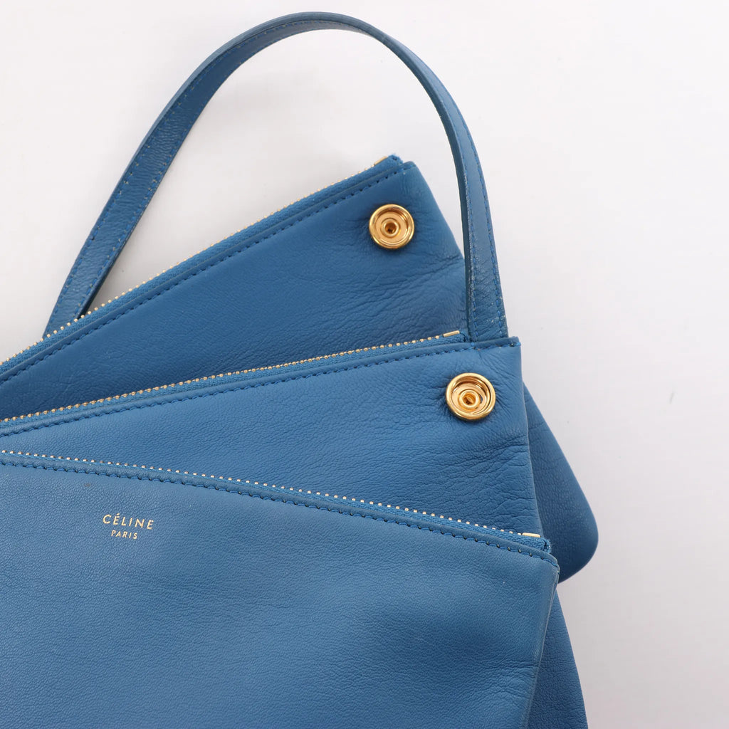 Celine Trio Small Leather Crossbody bag in Blue