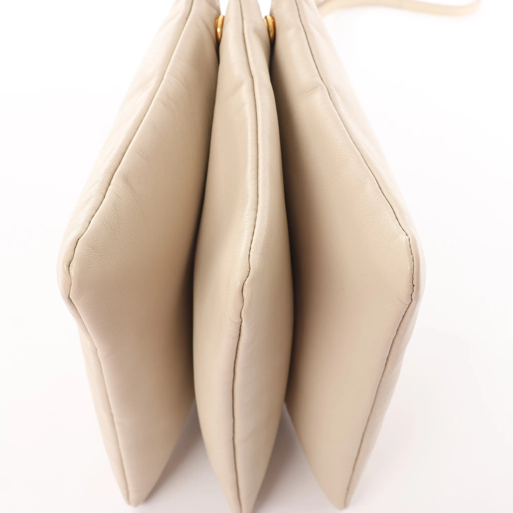 Celine Trio Large Leather Crossbody bag in Beige