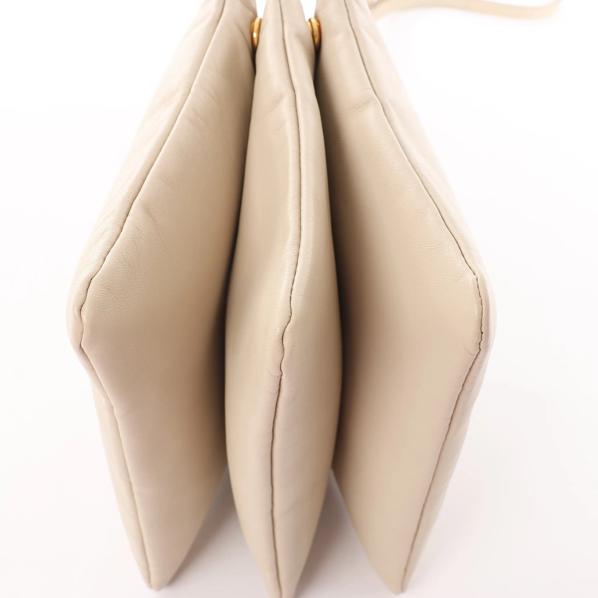 Celine Trio Large Leather Crossbody bag in Beige