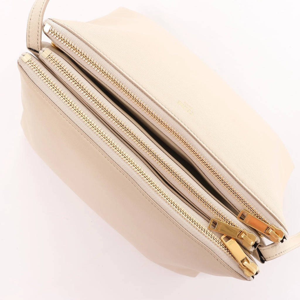 Celine Trio Large Leather Crossbody bag in Beige